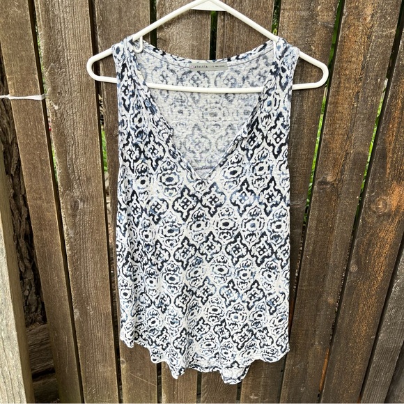 Athleta Newport Easy Medallion 100% Linen Racerback Tank Top Sz S - Picture 5 of 10